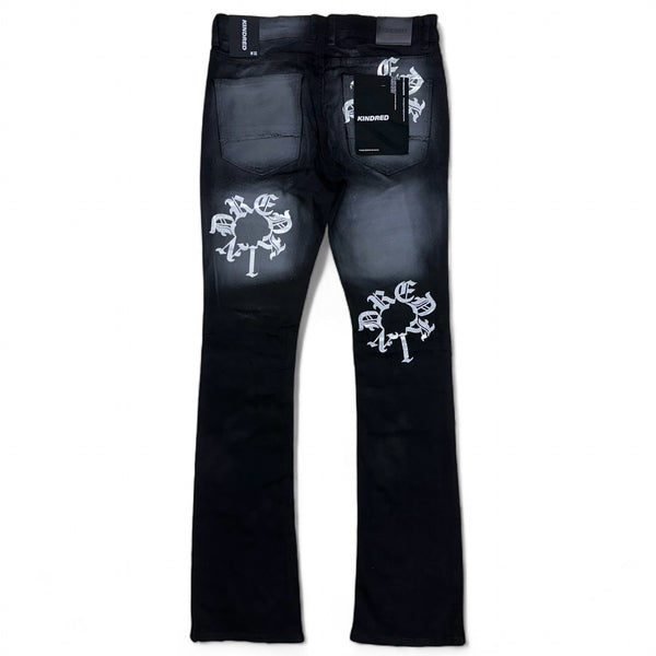 Kindred (Men’s Vintage jet black round lettering Stacked Jean)