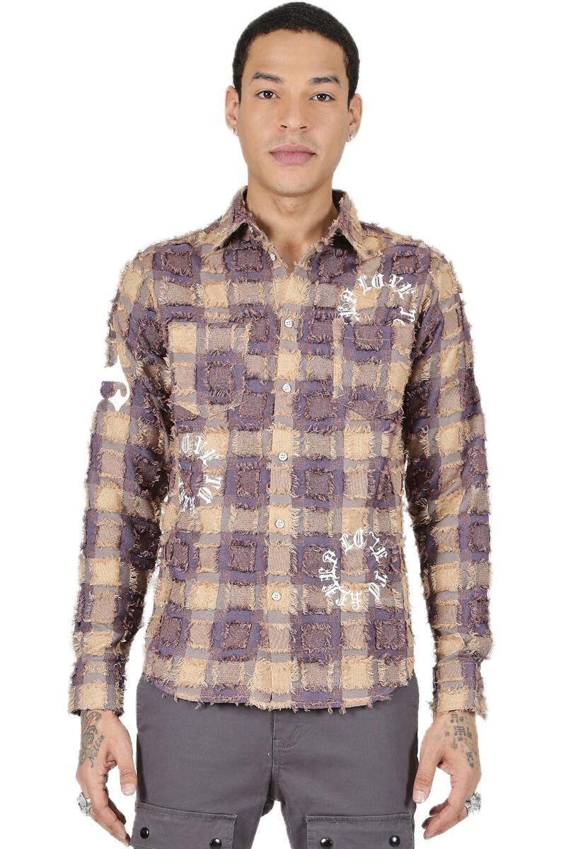 kleep (Men's brown bisco button down shirt)