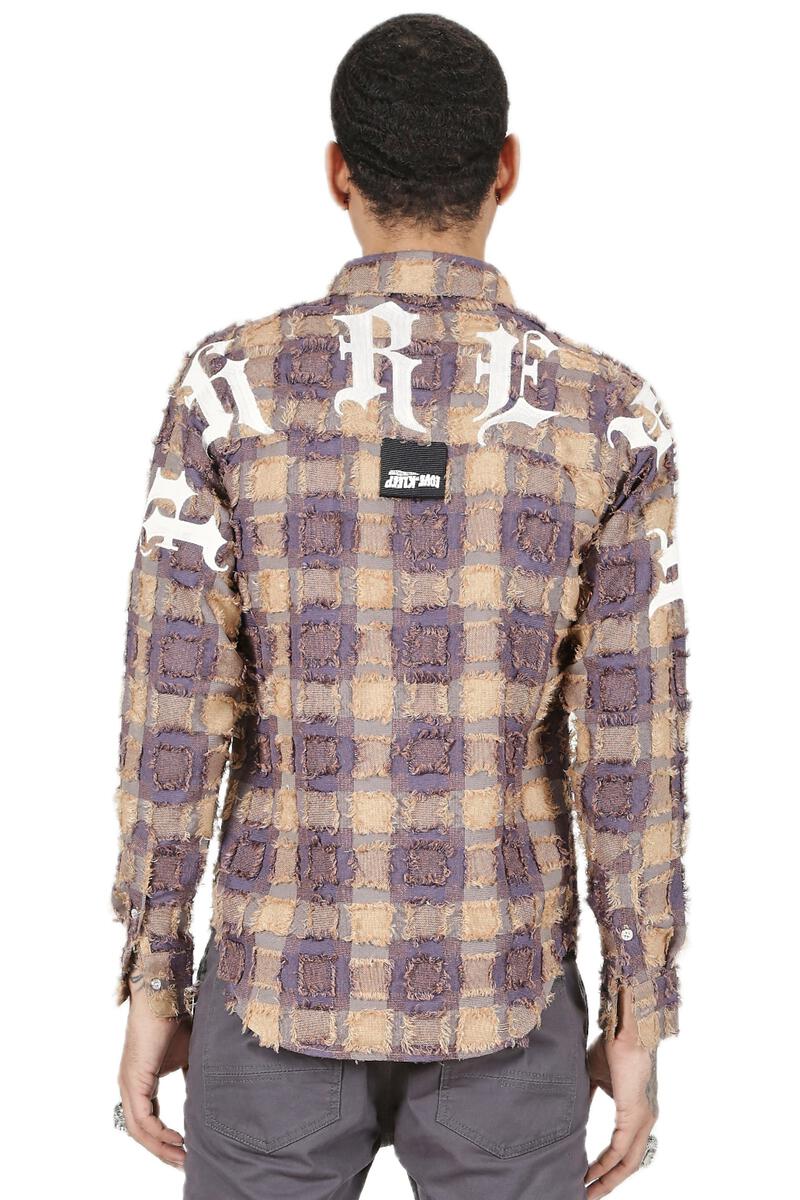 kleep (Men's brown bisco button down shirt)