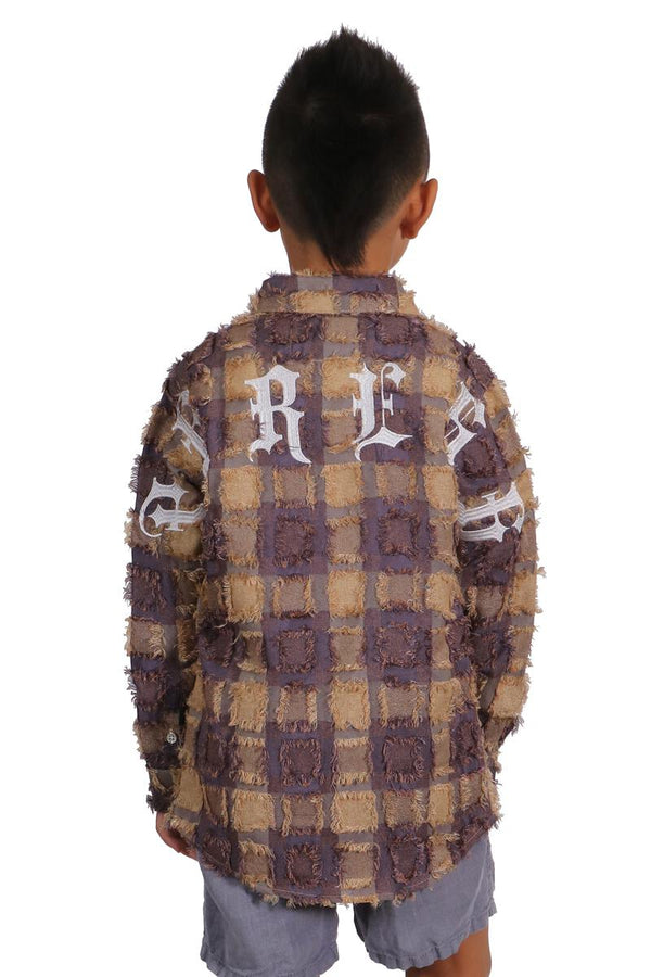 kleep (kids brown bisco button down shirt)