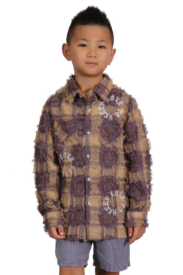 kleep (kids brown bisco button down shirt)