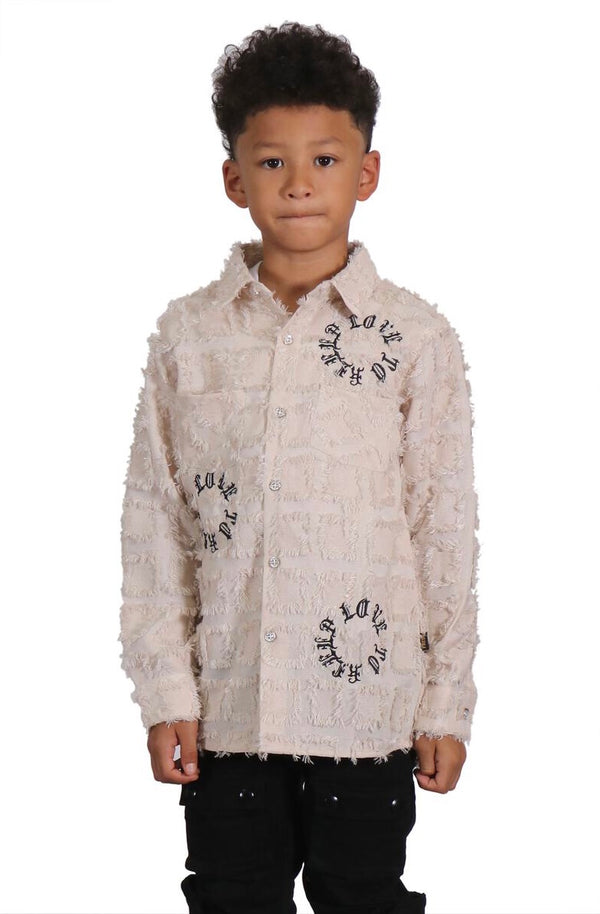 kleep (kids khaki earth button down shirt)