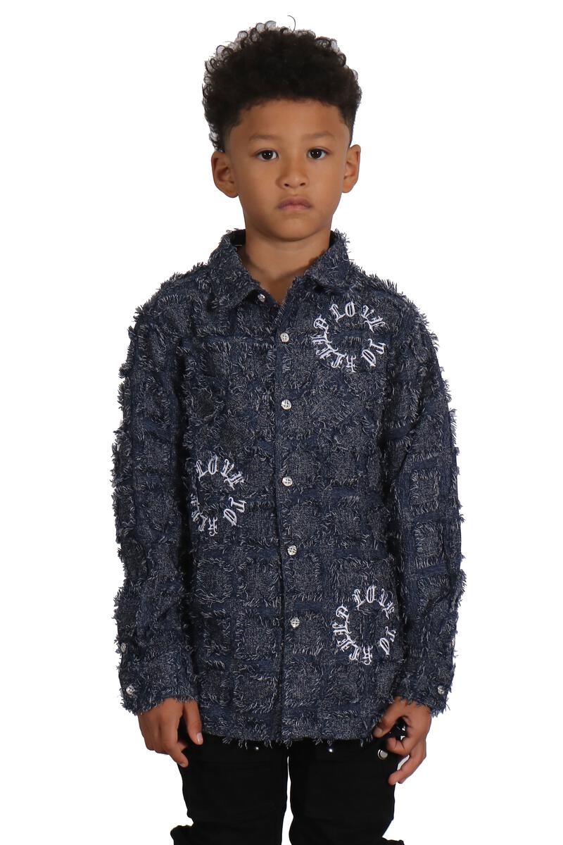 kleep (kids navy fumo button down shirt)