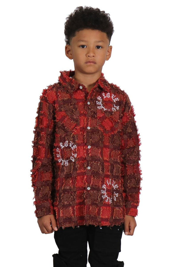 kleep (kids red peet button down shirt)