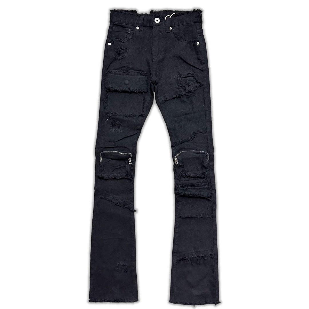 Kloud9 (Black cargo skinny stacked jean)