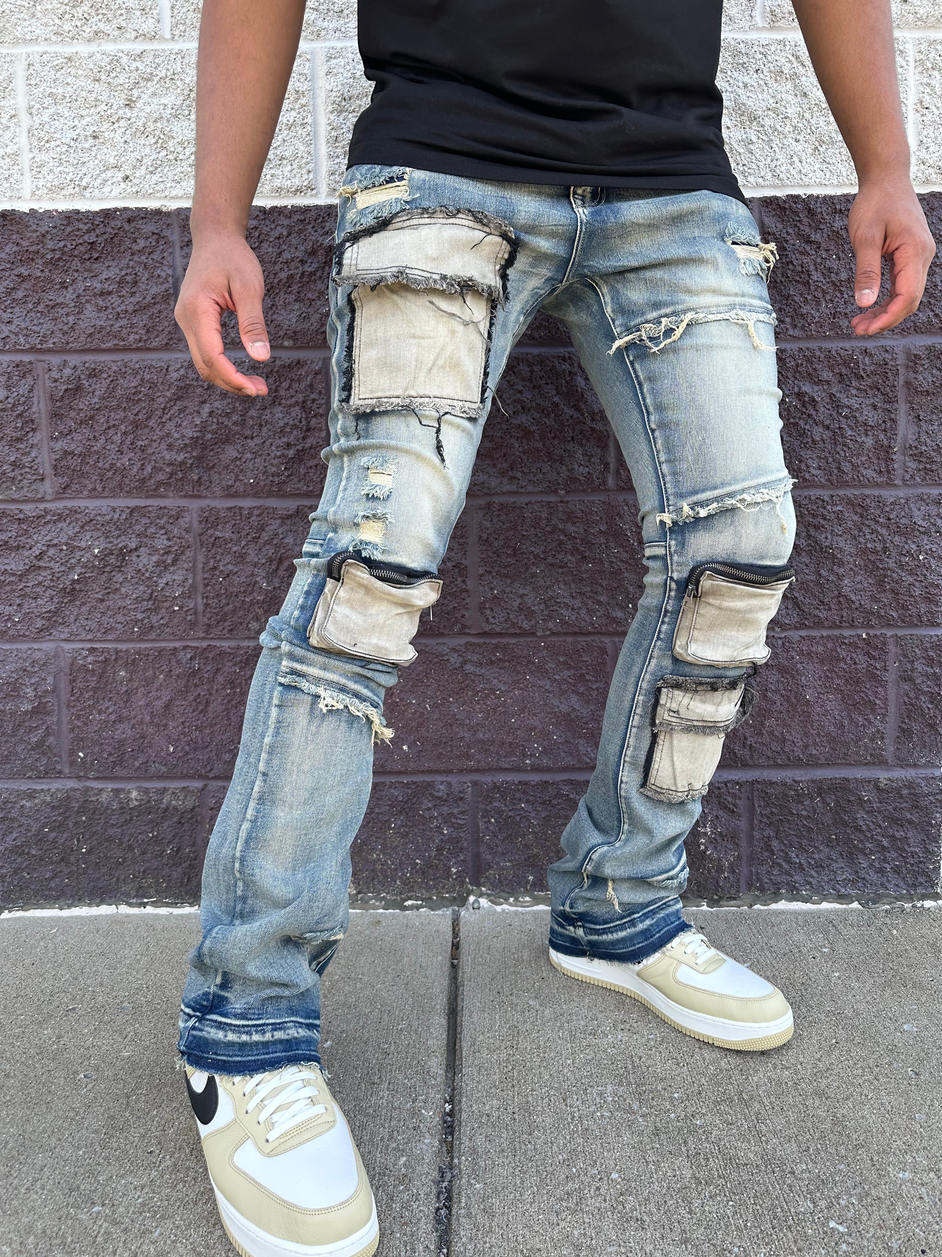 Kloud9 (blue /sand cargo skinny stacked jean) – VIP Clothing Stores