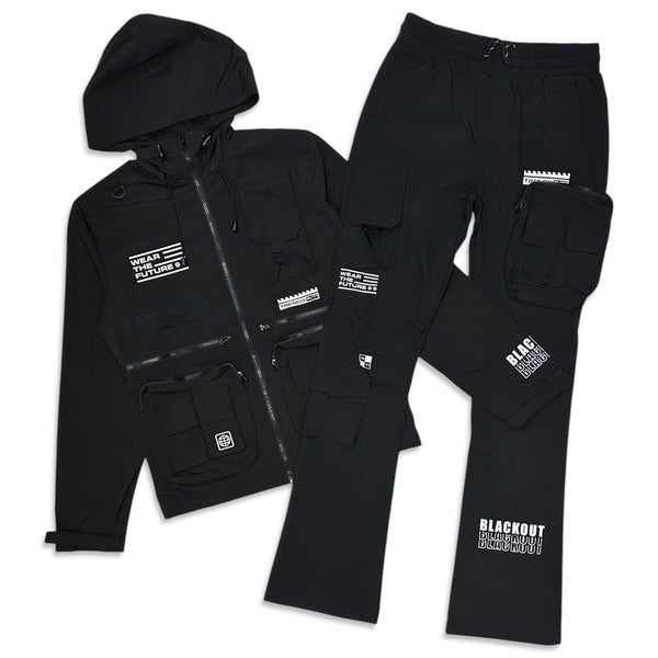 Kloud9 Utility black windbreaker flare set