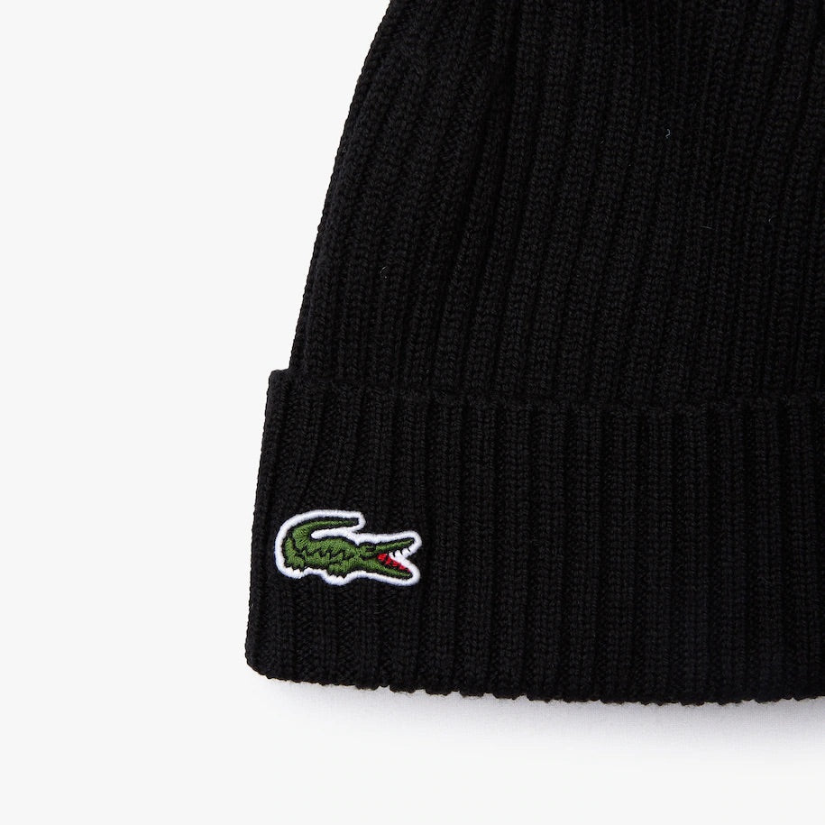 Lacoste (Black unisex ribbed wool beanie -031) – VIP Clothing Stores