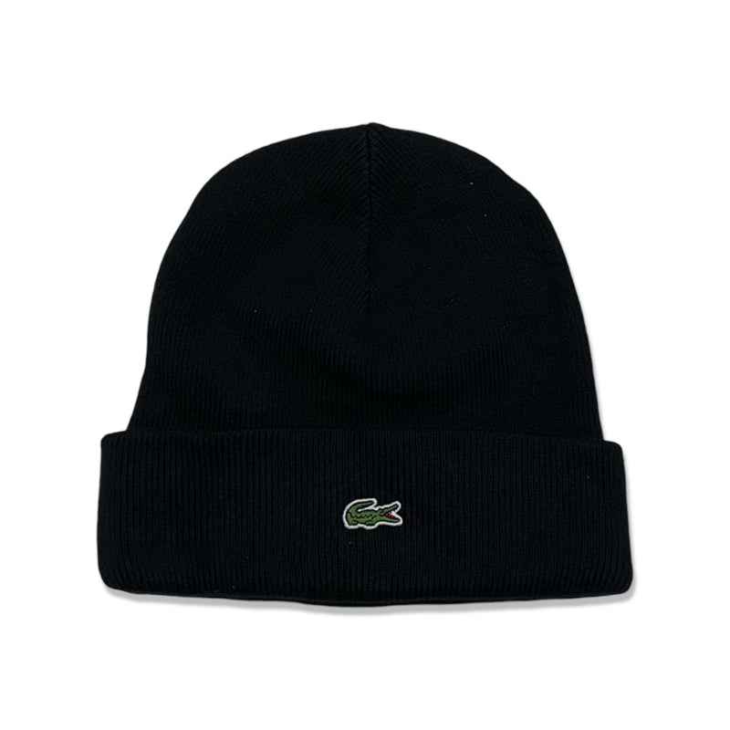 Lacoste (Men's black signature heavy beanie)