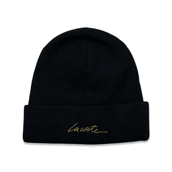 Lacoste (Men's black signature heavy beanie)