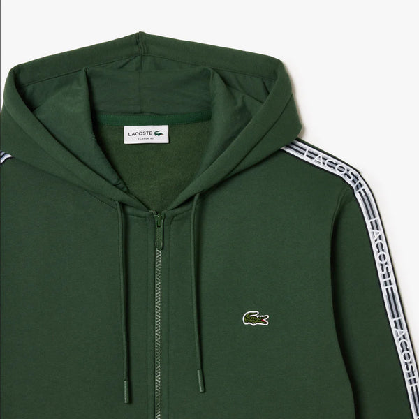 Lacoste (Dark Green Classic Fit branded Stripe Hoodie)