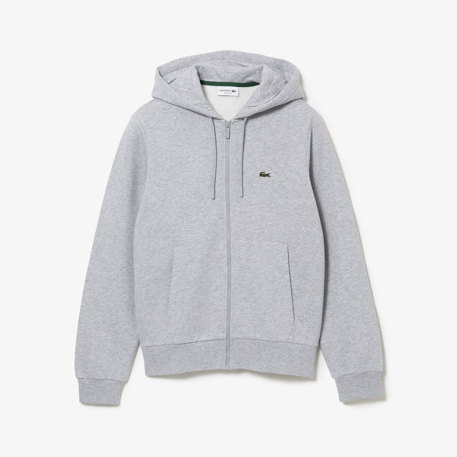 Lacoste Men s grey chine fleece zip hoodie Vip Clothing Stores