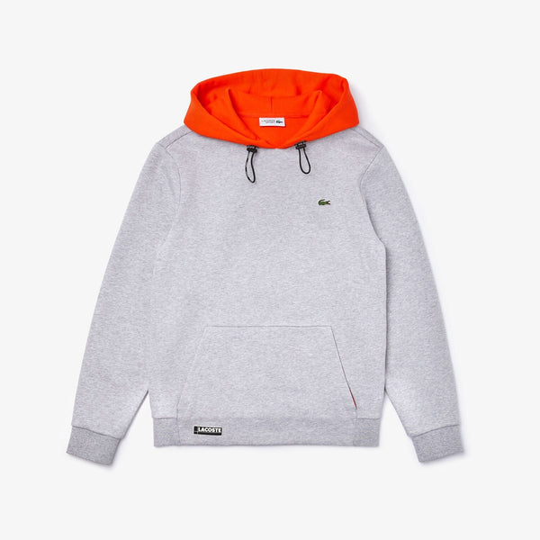 Lacoste (Men’s grey chine sport contrast hoodie)