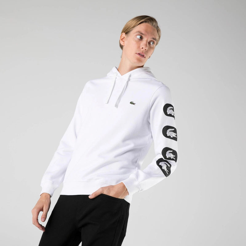 Lacoste (Men’s white print sleeve fleece hoodie)