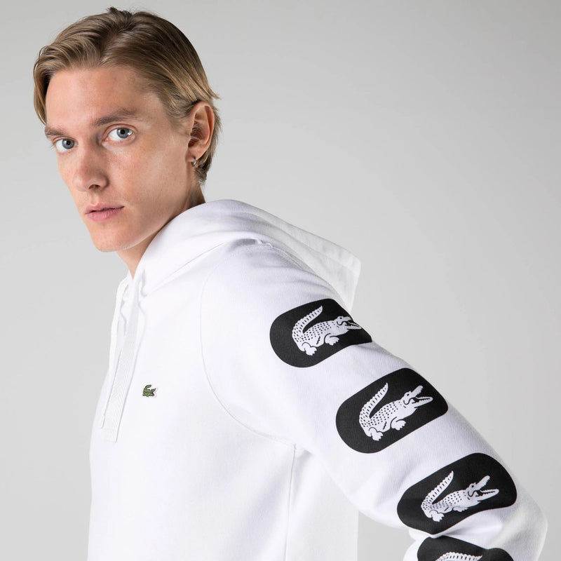 Lacoste (Men’s white print sleeve fleece hoodie)