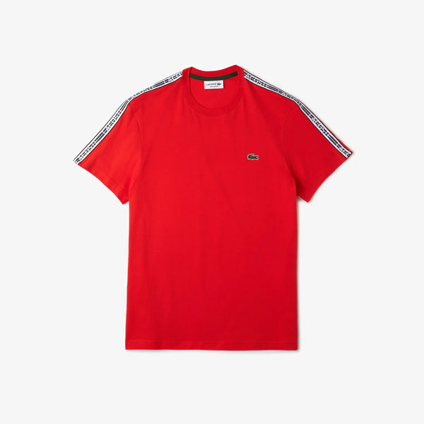 Lacoste (Men's Red regular fit logo stripe t-shirt)