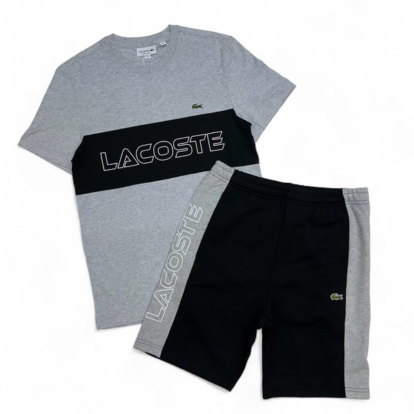 Lacoste Grey Black Logo Colorblock Short Set Vip Clothing Stores