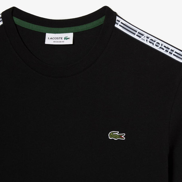 Lacoste (Men's black regular fit logo stripe t-shirt)