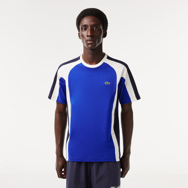 Lacoste (Men’s blue ColorBlock Cotton Jersey T-Shirt)