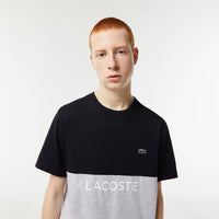 Lacoste (Men's Navy regular fit cotton jersey colorblock t-shirt)