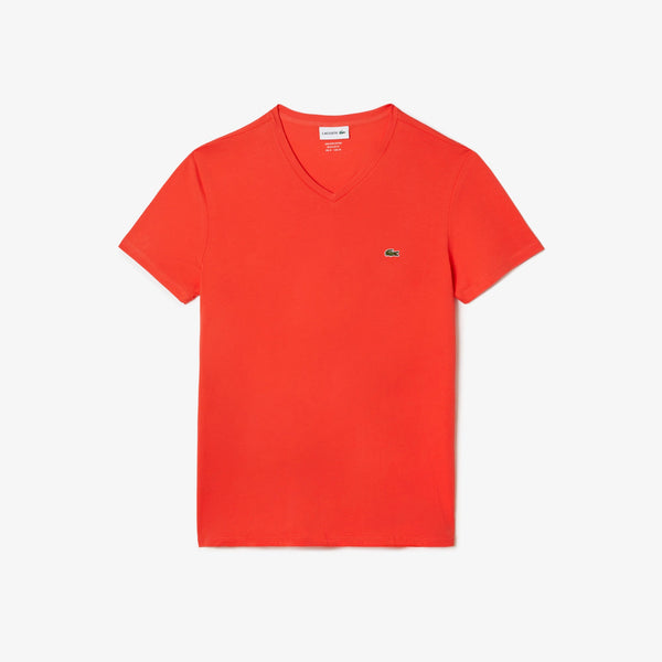 Lacoste (Men’s Orange V Neck Cotton Pima T-Shirt)