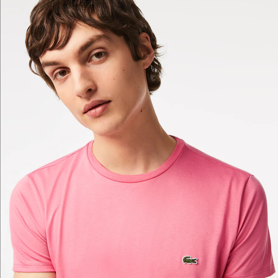 Lacoste (Men's Pink Crew Neck Pima Cotton Jersey T-Shirt)