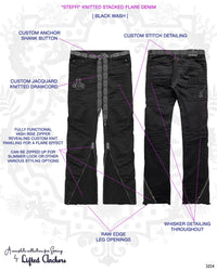 Lifted Anchors (Men's Black/Oak "Steffi" Knitted Stacked Flared Jean)