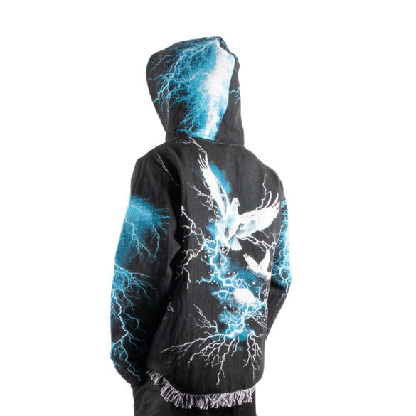 Majestik (Men's Black "No way out skull heavy tapestry hoodie)