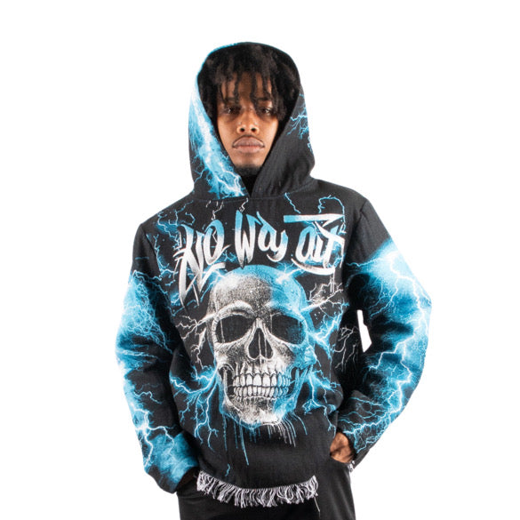 Majestik (Men's Black "No way out skull heavy tapestry hoodie)