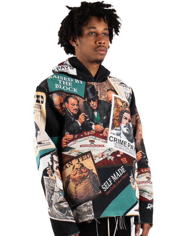 Majestik (Men's Black "self made heavy tapestry hoodie)