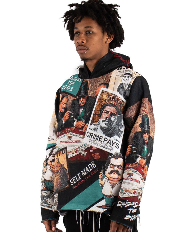 Majestik (Men's Black "self made heavy tapestry hoodie)