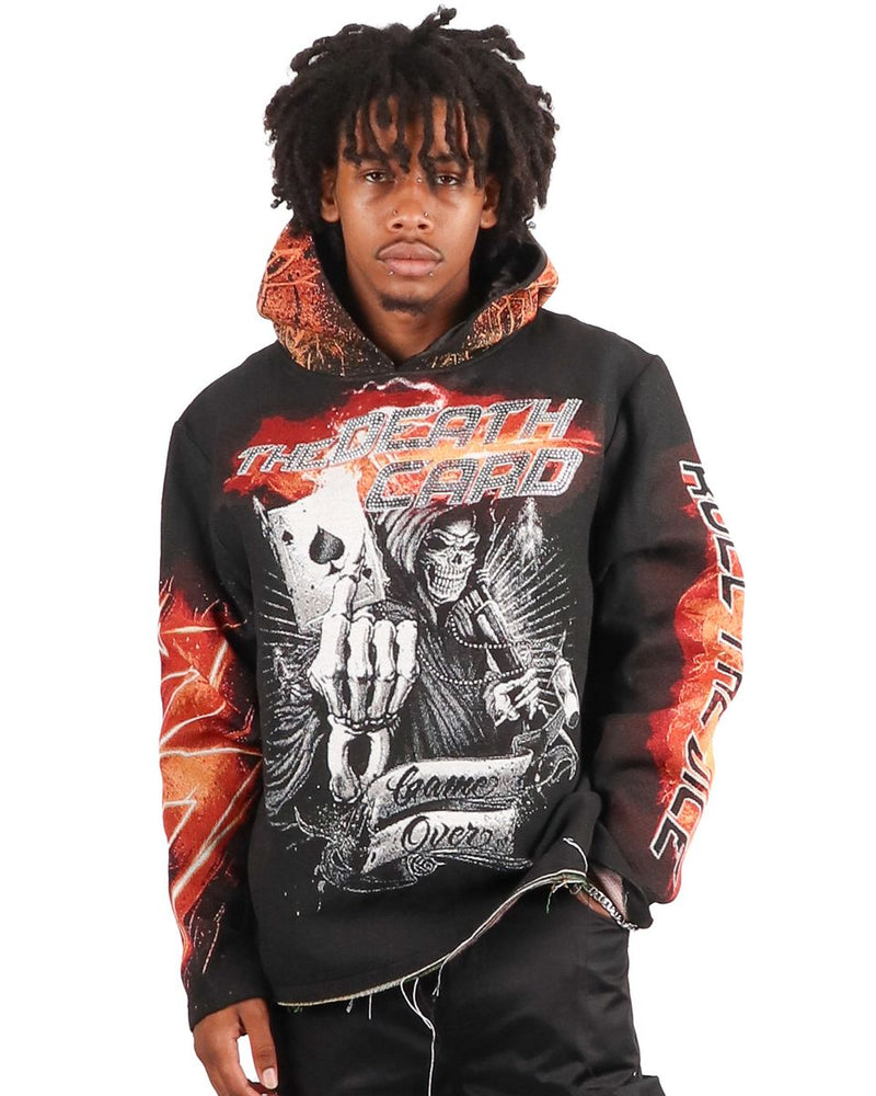 Majestik (Men's Black "The death card skull heavy tapestry hoodie)