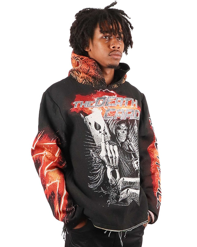 Majestik (Men's Black "The death card skull heavy tapestry hoodie)