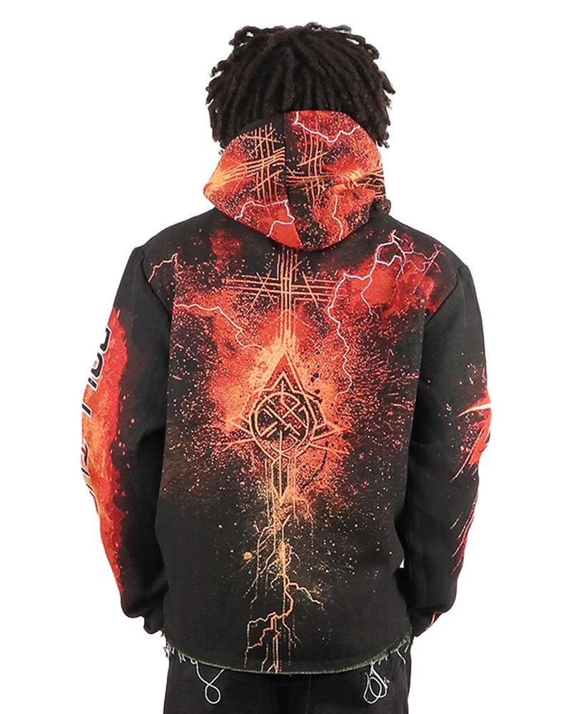 Majestik (Men's Black "The death card skull heavy tapestry hoodie)