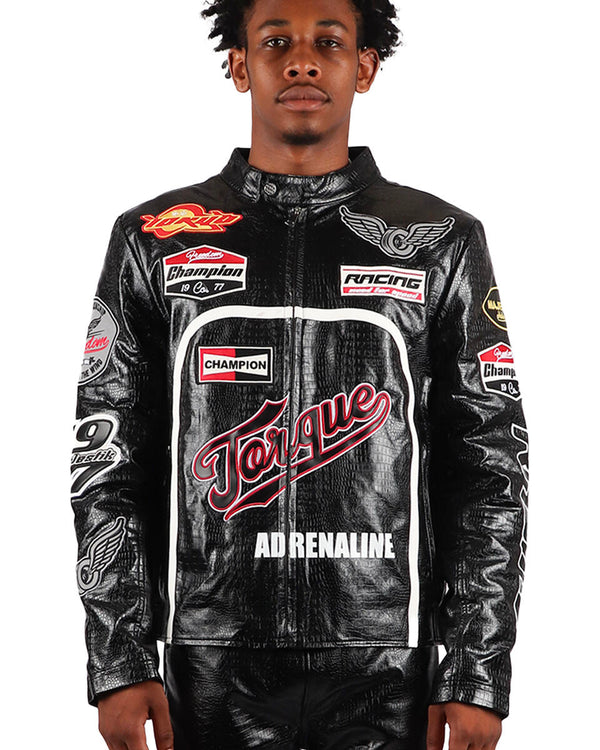 Majestik (Men's black faux leather racing jacket)