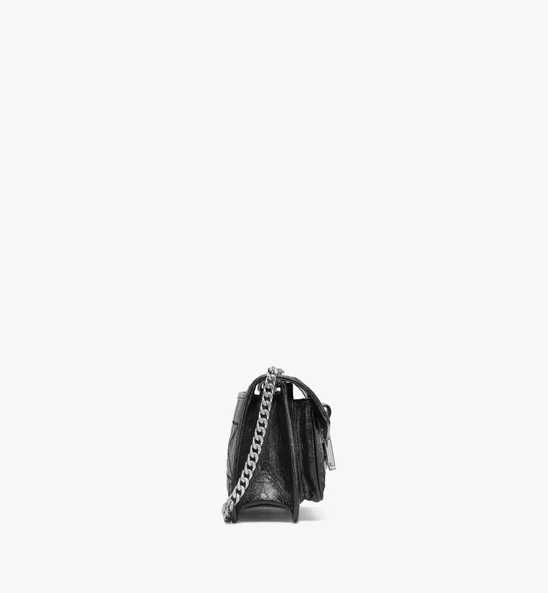 Mcm (Black Small Travia Quilted Shoulder Bag In Crushed Leather)