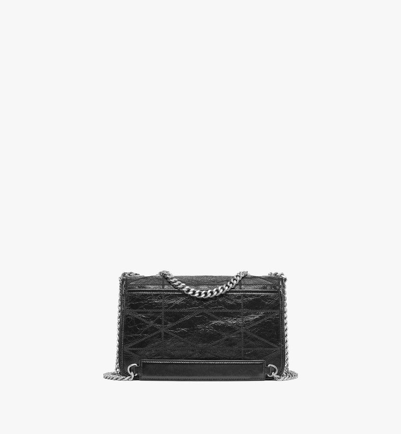 Mcm (Black Small Travia Quilted Shoulder Bag In Crushed Leather)