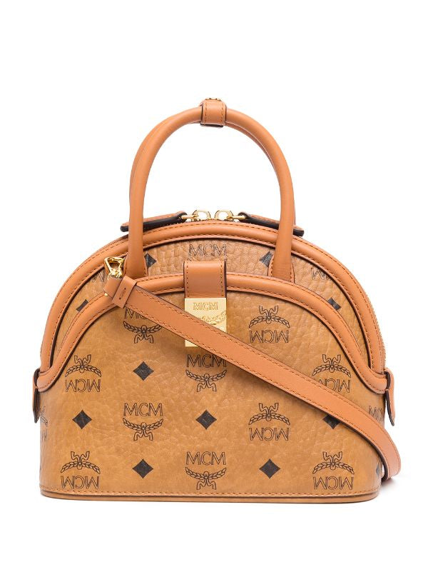 Mcm (Cognac small Tracy curved tote bag)