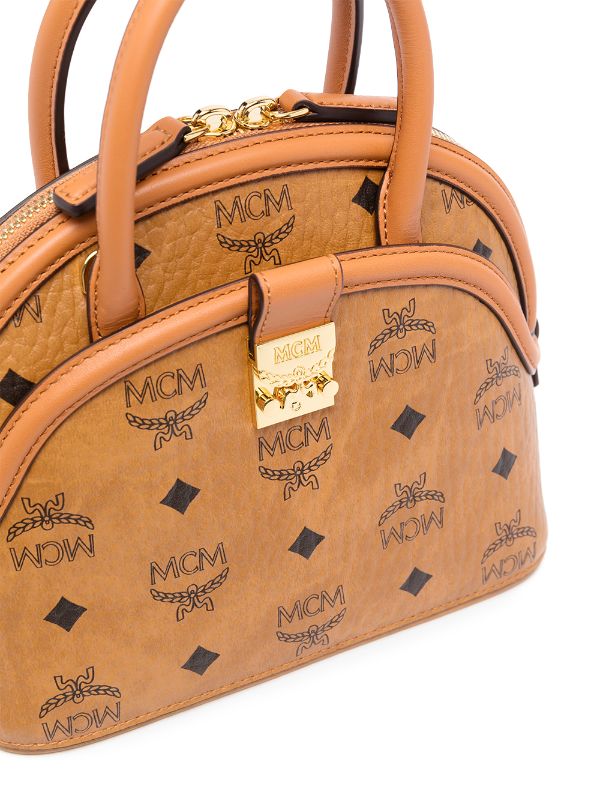 Mcm (Cognac small Tracy curved tote bag)