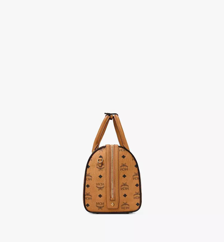 Mcm (Cognac Medium Boston Bag in Visetos Original)