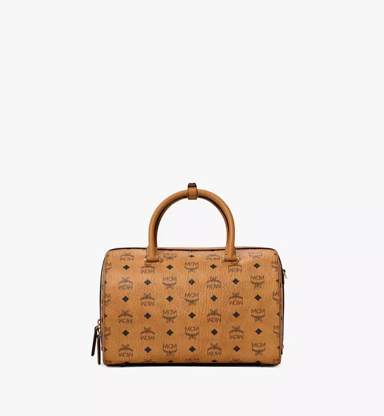 Mcm (Cognac Medium Boston Bag in Visetos Original)