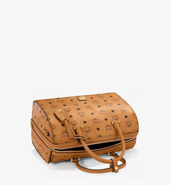 Mcm (Cognac Medium Boston Bag in Visetos Original)