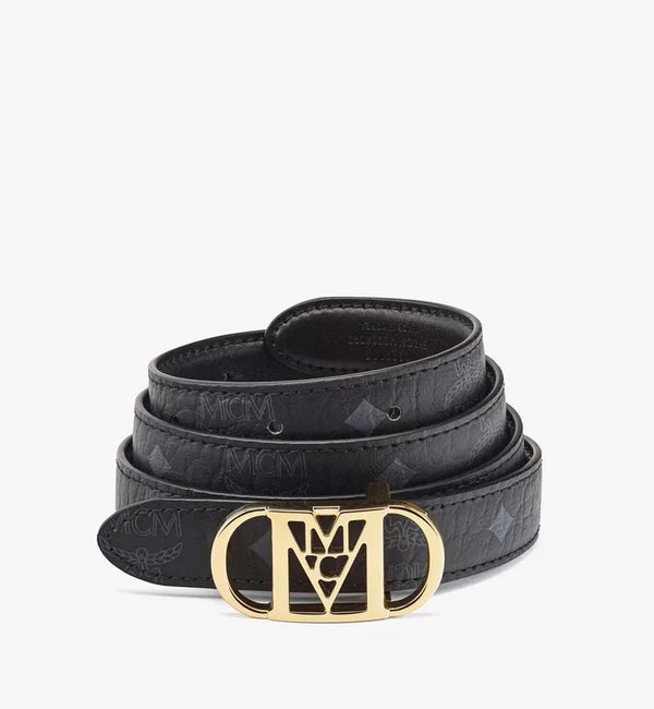 Mcm (Black Travia Sliding Buckle Reversible Belt)