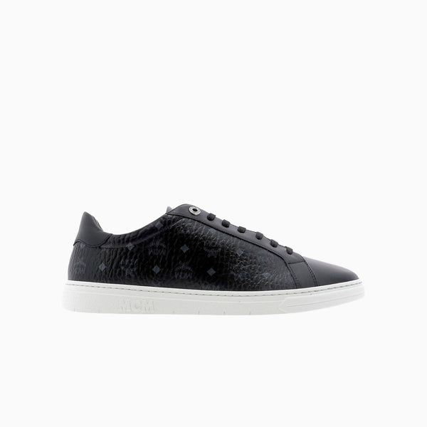 MCM (Mens black classic low top monogram sneaker)