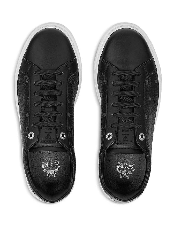 MCM (Mens black classic low top monogram sneaker)