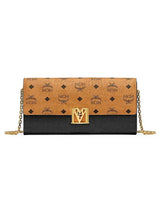 Mcm (Black Mena Visetos Leather Block Flap Wallet On Chain)