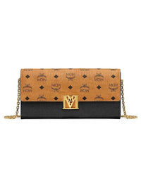Mcm (Black Mena Visetos Leather Block Flap Wallet On Chain)