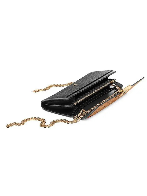 Mcm (Black Mena Visetos Leather Block Flap Wallet On Chain)