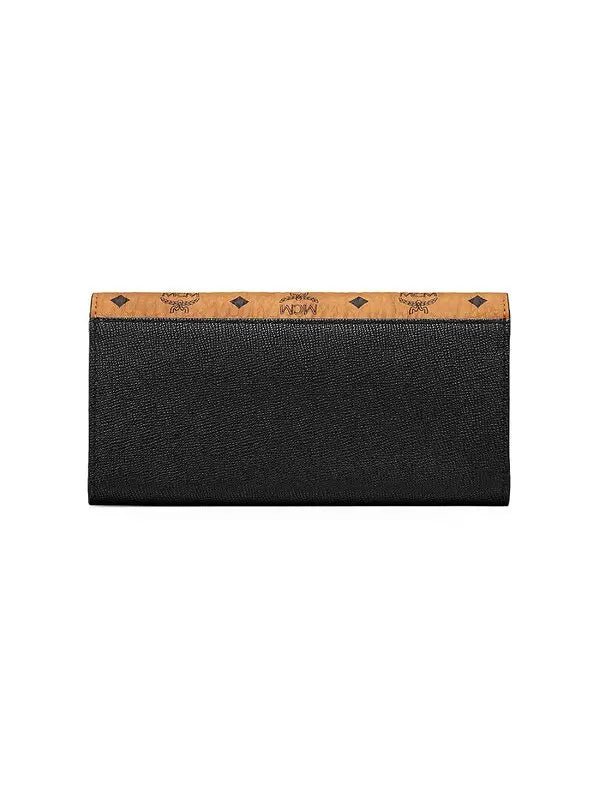 Mcm (Black Mena Visetos Leather Block Flap Wallet On Chain)