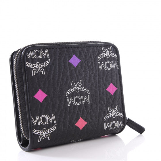 Mcm (Black Skyoptic Visetos Mini Zip Around wallet)